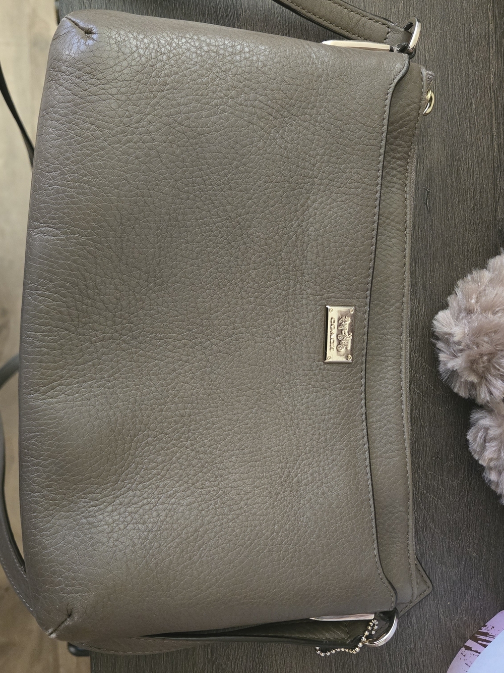 Coach Pebbled Leather Crossbody Bag in Grey